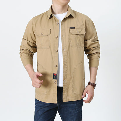 Four Seasons Long Sleeve Shirt Men's Thin Casual Plus Size