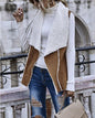 Sleeveless Simple Reverse Large Lapel Coat Suede Vest