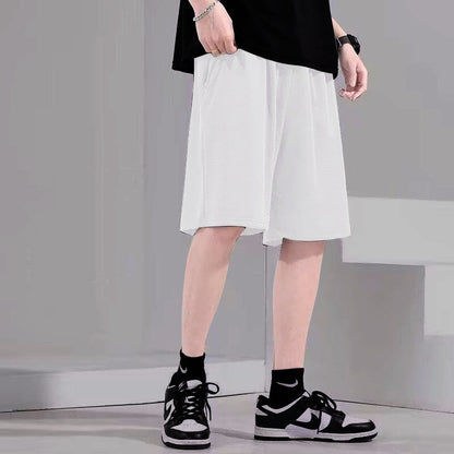 Mens Ice Silk Cropped Sports Casual Pants
