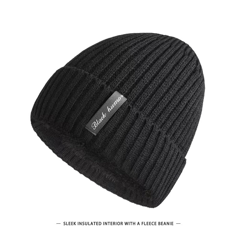 Men's Winter Fleece-Lined Thickened Beanie Cold-Weather Warm Hat