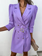 Puff Sleeve Lapel Women's Slim Suit Dress