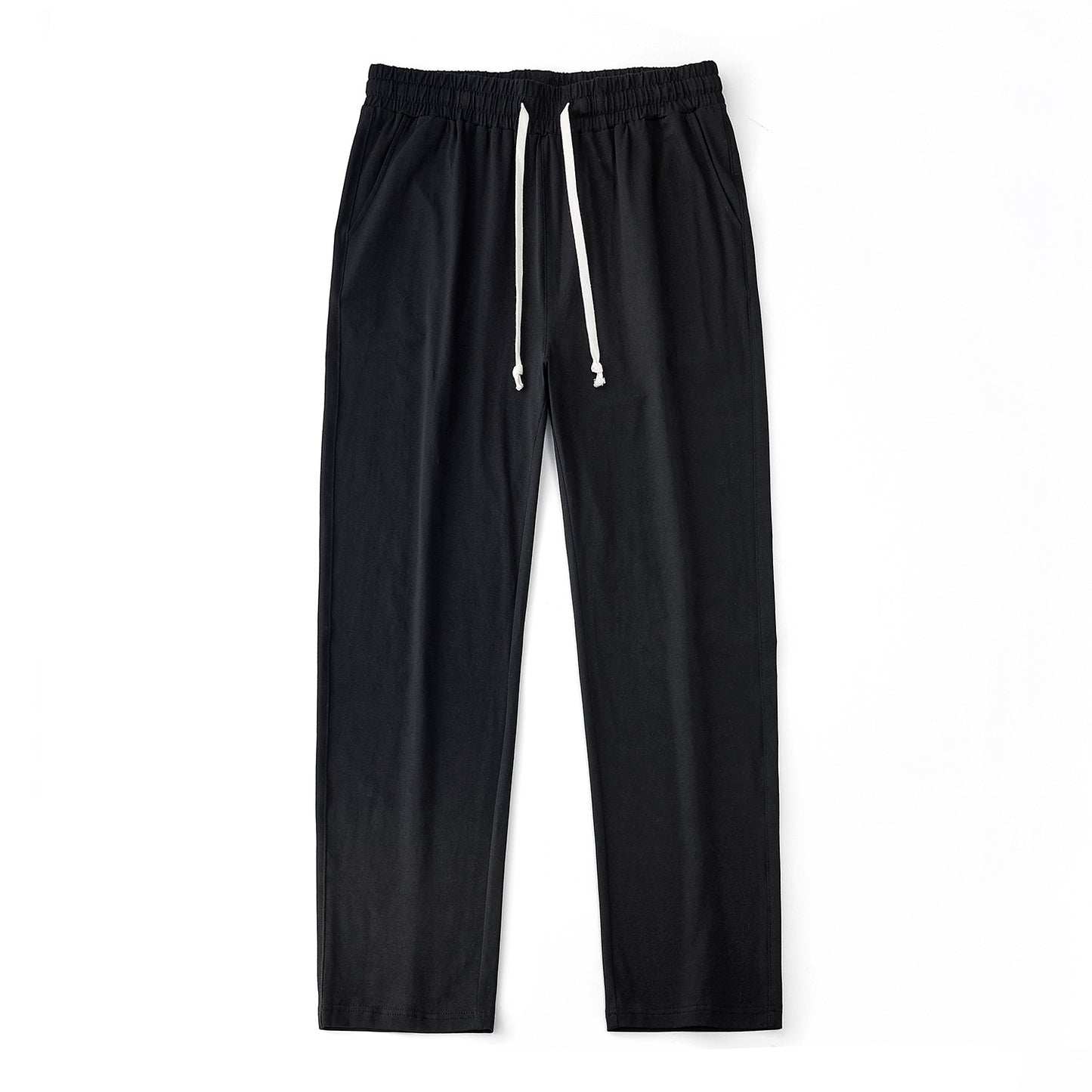 Mens Solid-Color Straight-Leg Lace-Up All-Match Sports Pants For Men