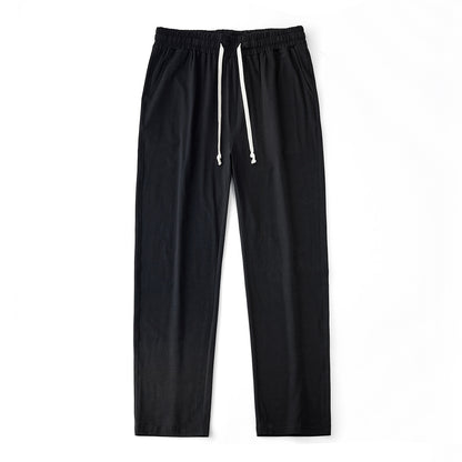 Mens Solid-Color Straight-Leg Lace-Up All-Match Sports Pants For Men