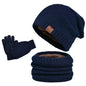Winter Fleece-lined Warm Hat Scarf Gloves Three-piece Set
