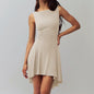 Sleeveless Sexy Hot Girl Off-neck Dress Waist Slimming Back