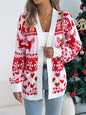 Christmas Deer Pocket Long Sleeve Cardigan Sweater Coat