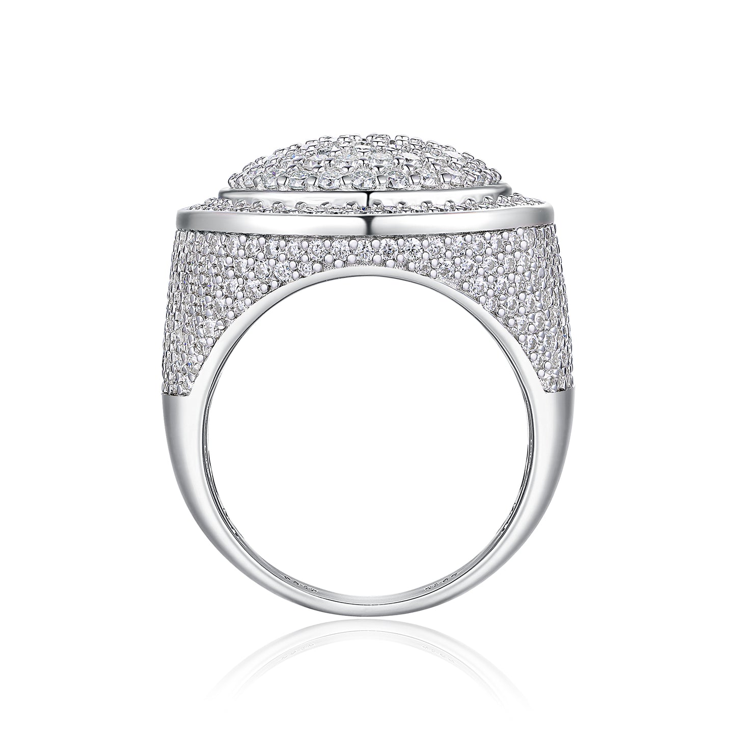 The King Of Hip-hop - Men's Ring, Diamond Ring And Wedding Ring Set With Top-quality Moissanite S925, Silver And Platinum-plated. The Ring Can Be Tested With A Diamond Pen