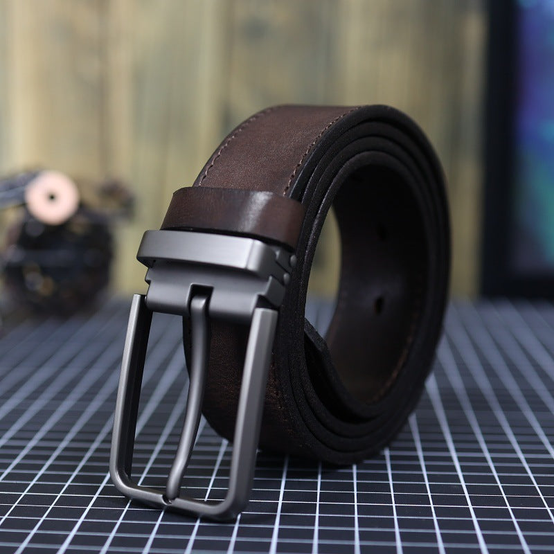 Men's Vintage Genuine Leather Belt With Pin Buckle