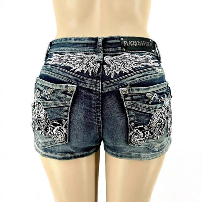 Fashion Hot Pants Embroidered Denim Shorts