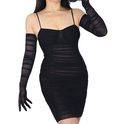 Sexy Transparent Mesh Gauze Extra Long Gloves