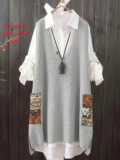 Women's Knitted Vest Loose V-neck