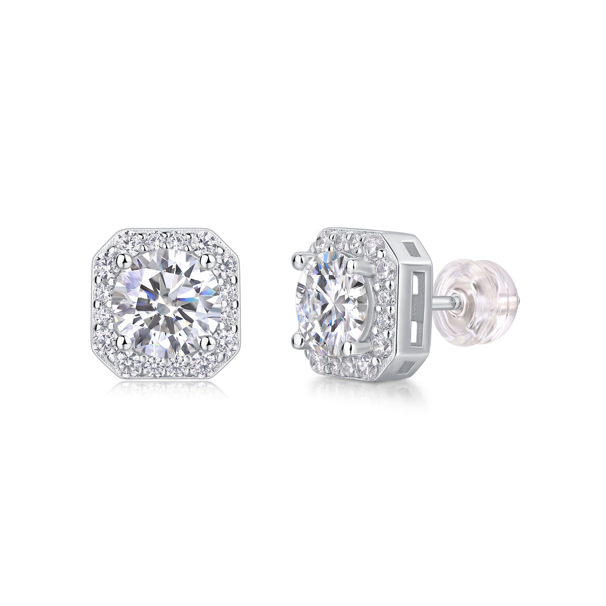 The Rose In The Heart - Earrings Set With 1-carat Top-quality Moissanite S925, Silver And Platinum-plated Stud Earrings, A Fashionable And Trendy Accessory That Can Be Tested With A Diamond Pen