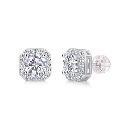 The Rose In The Heart - Earrings Set With 1-carat Top-quality Moissanite S925, Silver And Platinum-plated Stud Earrings, A Fashionable And Trendy Accessory That Can Be Tested With A Diamond Pen