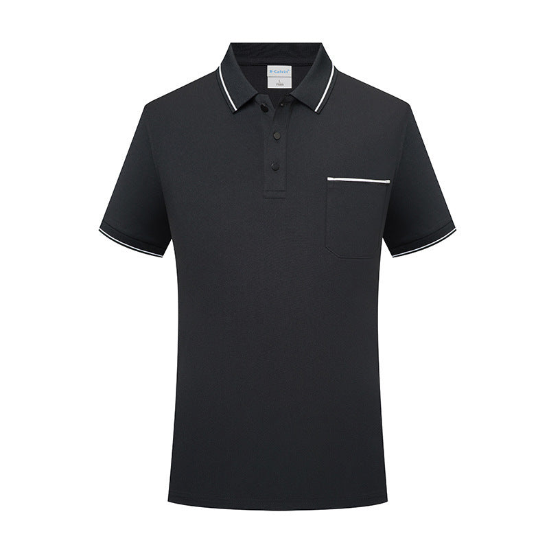 Lapel Short Sleeve Polo Shirt Fashion Workwear With Pocket