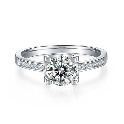 The Claw Of Light And Shadow - A Wedding Ring Set With 1-carat Top-quality Moissanite S925 Silver And Platinum-plated Diamond. The Ring Can Be Inspected With A Diamond Pen