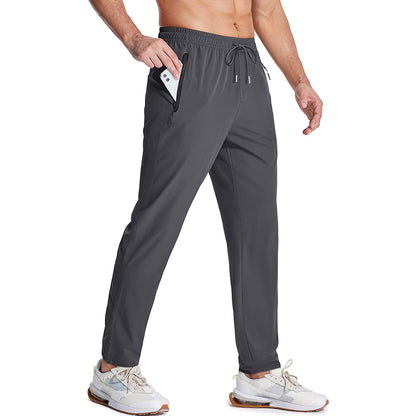 Sports Basketball Running Casual Pants Men's Loose Lace-up Elastic Waist Long Pants