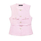 Spring New Casual Belt Vest Women's Clothing With Belt Texture Vest