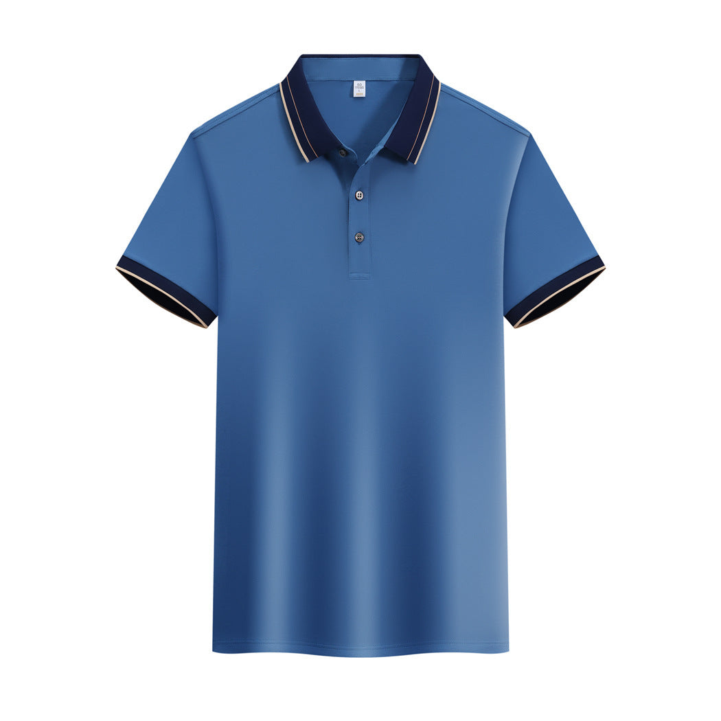 Ice Ion Mercerized Pearl Cotton Color Matching Collar Polo Shirt For Men And Women