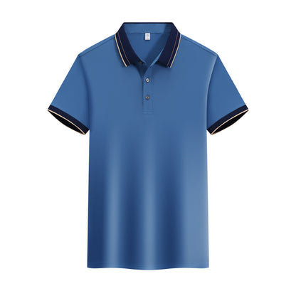 Ice Ion Mercerized Pearl Cotton Color Matching Collar Polo Shirt For Men And Women