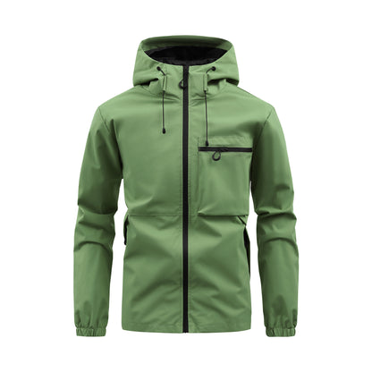 Men's Fashion Casual Hooded Solid Color Multi-pocket Work Pants Outdoor Coat