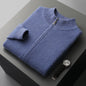 Men's Cardigan Half Turtleneck Zipper Wool Coat Sweater