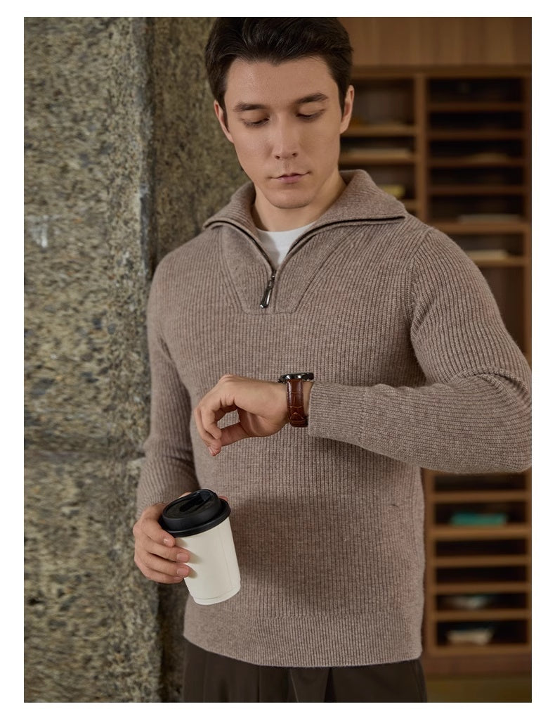 Half-height Zip Turtleneck Sweater Men's Long Sleeve