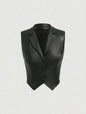 Leather Suit Collar Short Shipment Button Vest