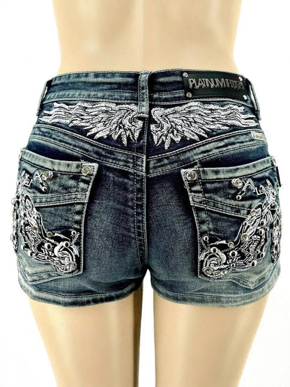 Fashion Hot Pants Embroidered Denim Shorts