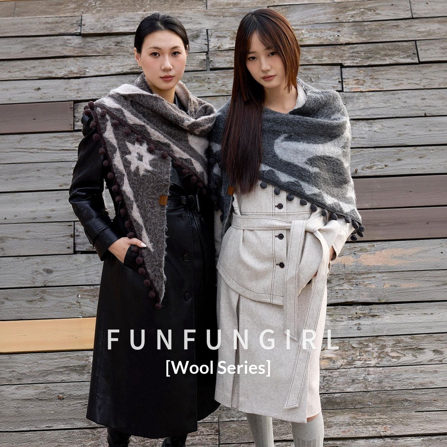 Double-sided Wool Shawl Reversible Warm Cloak