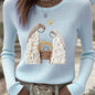 Women's Versatile Casual Blended Jacquard Embroidered Long-sleeve Sweater