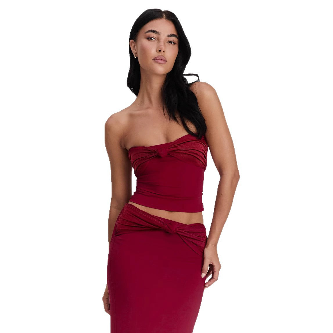 Women's Sexy Strapless Long Dress Slim Two-piece Set