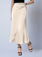 Autumn New Faux Silk Midi Skirt Satin