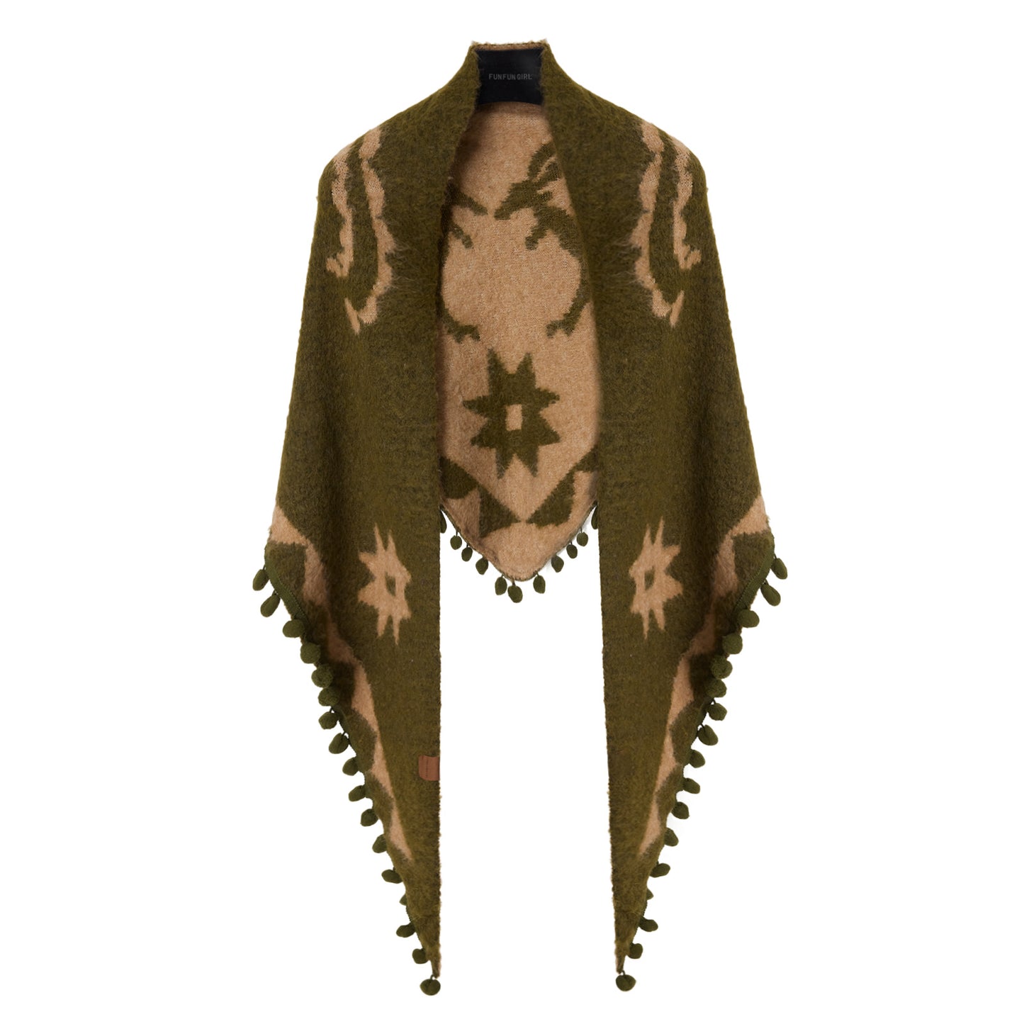 Double-sided Wool Shawl Reversible Warm Cloak