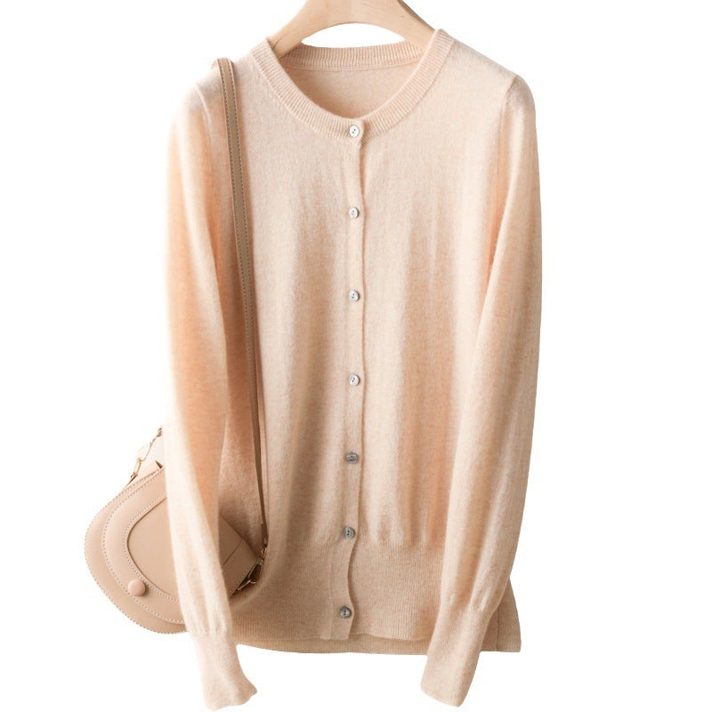 Knitted Pure Wool Round Neck Plain Sweater