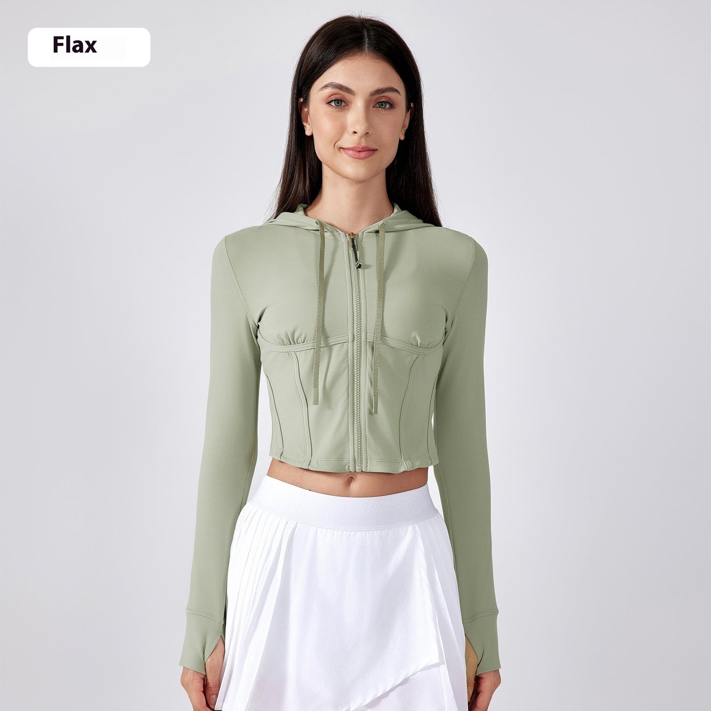 Exercise Yoga Clothes Hooded Waist-controlled Slimming Long Sleeve