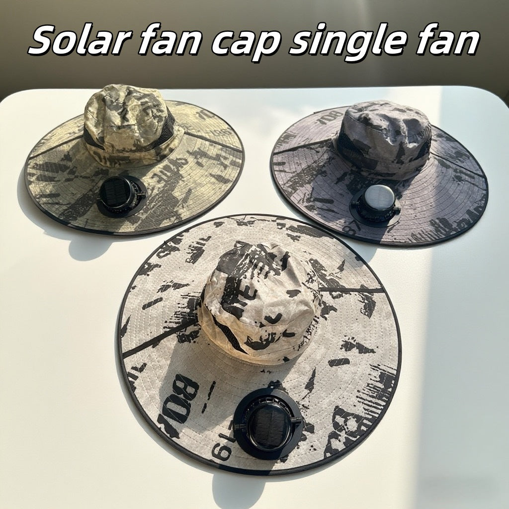 Solar-powered Dual-fan Hat With Dual Power Supply