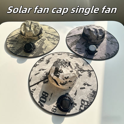Solar-powered Dual-fan Hat With Dual Power Supply