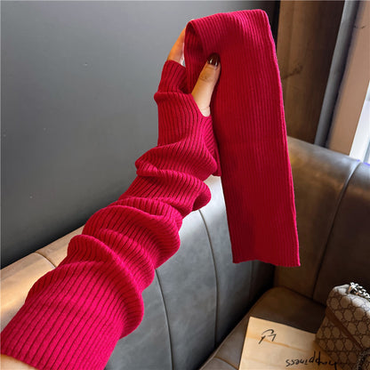 Versatile Gloves For Girls Arm Warmers Knitted Sleeves Long Fingerless Covers