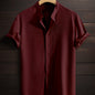 Men's Casual Breathable Polyester Fiber Stand Collar Shirt