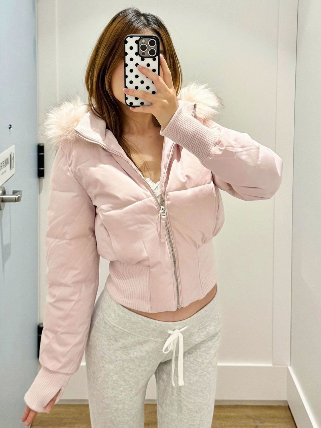 Women's Versatile American Retro Fur-collar Hooded Short Cotton Jacket