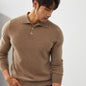 Pure Cashmere Men's Polo Collar Pullover Short Sweater