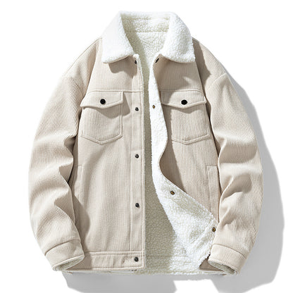 Retro Fashion Brand Fleece-lined Warm Lapel Cotton-padded Coat
