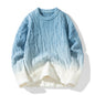 Idle Style Winter Gradient Contrast Round Neck Thickened Men's Sweater