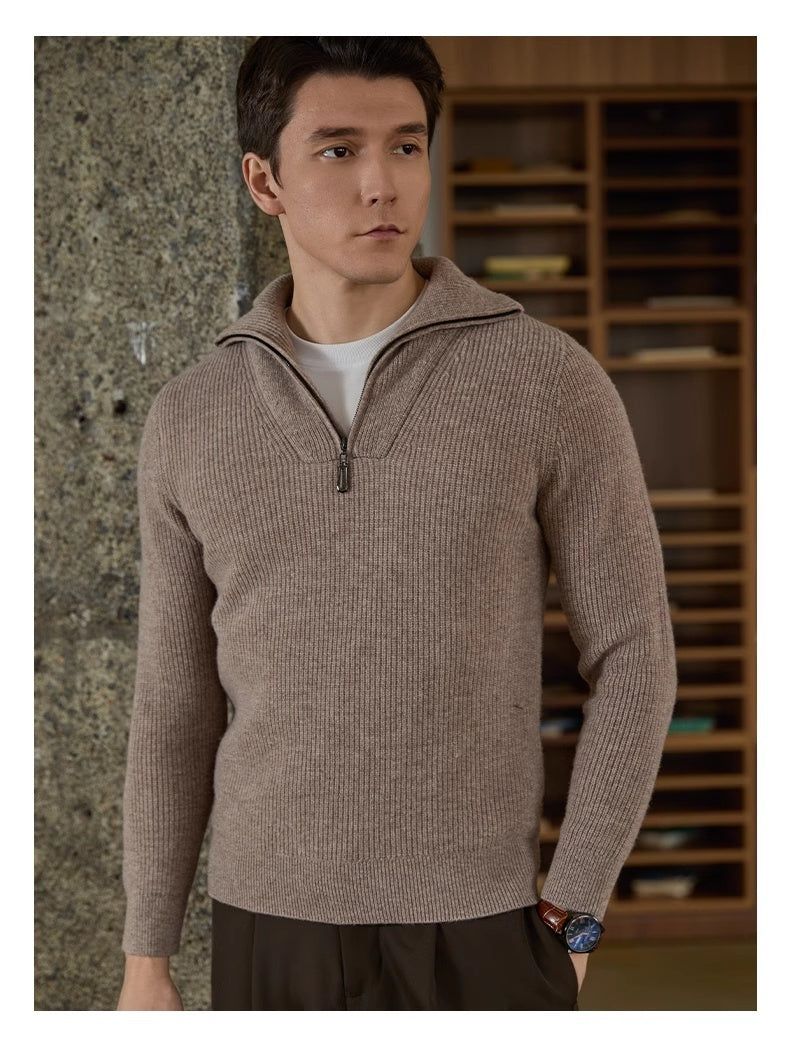 Half-height Zip Turtleneck Sweater Men's Long Sleeve