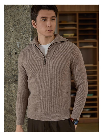 Half-height Zip Turtleneck Sweater Men's Long Sleeve