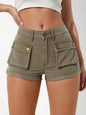 Fashion Solid Color Denim Shorts For Women