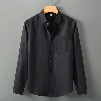 Linen Shirt Men's Long Sleeve Loose Thin Casual