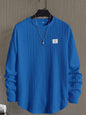 Men's Letter Chest Detail Casual Loose Round Neck Pullover Long Sleeve