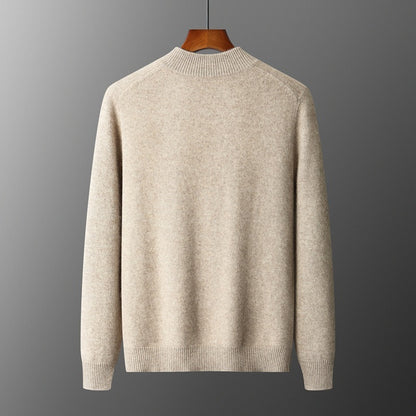 Wool Cardigan Men's Stand Collar Zipper Knitted Sweater Coat Warm And Loose Cashmere Pants Men