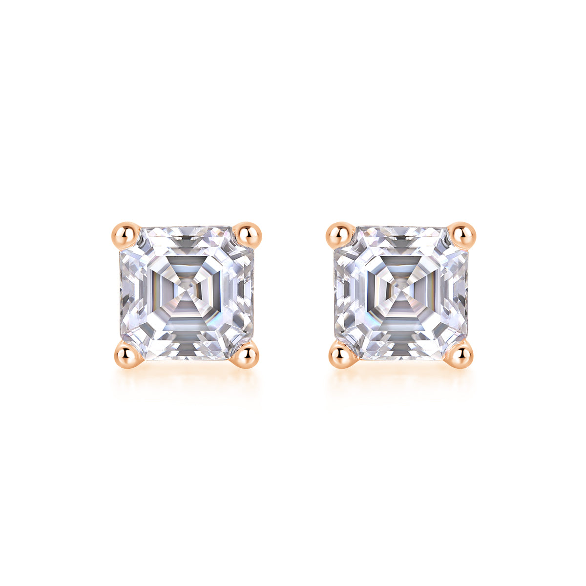 Unrestrained - Top-quality Moissanite S925 Silver And Platinum-plated Stud Earrings, A Fashionable And Trendy Accessory That Can Be Tested With A Diamond Pen In Gold Rose Gold